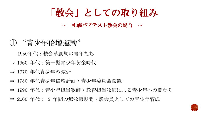 教会としての取り組み 青少年倍増運動
