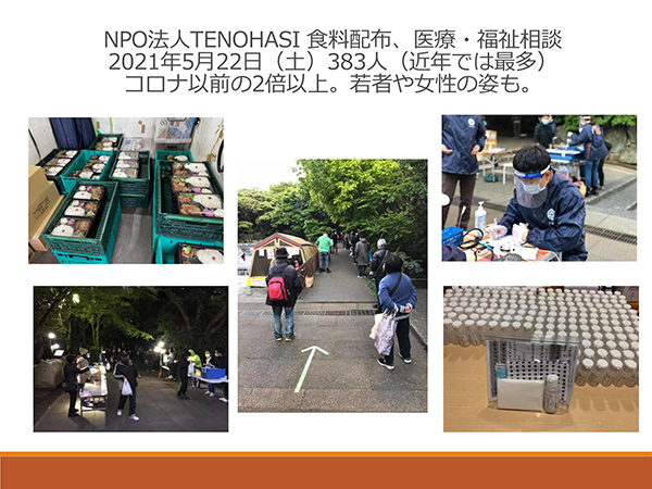 NPO法人TENOHASIによる東京・池袋での食料支援活動の資料